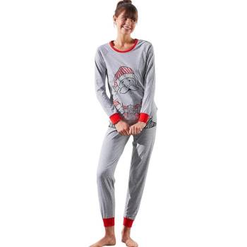 Сива дамска пижама с Дядо Коледа