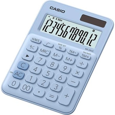 Casio Настолен калкулатор, 12 цифри, casio, "ms 20 uc", светлосин ms 20 uc lb (ms 20 uc lb)