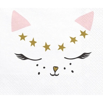 PartyDeco ubrousky Meow s kočkou 33x33cm 20ks