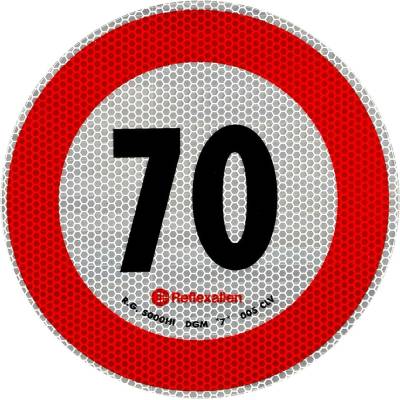 Reflexní nálepka LAMP s omezením rychlosti 70 km/h, značka B-33