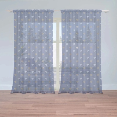 Sablio Záclony Srdiečka na modrej: 2ks 150x250cm