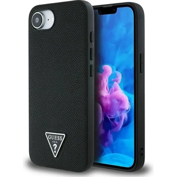 GUESS Калъф Guess Grained Triangle MagSafe за iPhone 16e - черен (3666339453398)