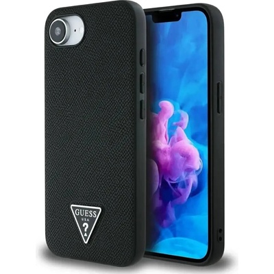 GUESS Калъф Guess Grained Triangle MagSafe за iPhone 16e - черен (3666339453398)