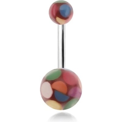 Šperky eshop piercing do pupíku akrylové kuličky s barevnými kruhy PC26.29
