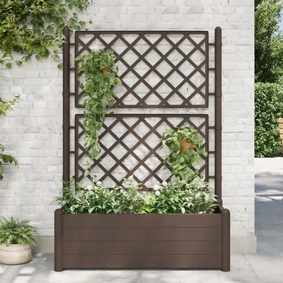 Petrashop truhlík s treláží 100 x 43 x 142 cm PP mokka Antracitový
