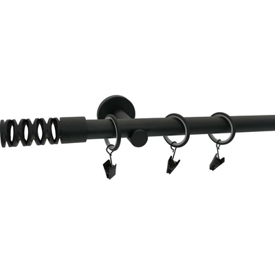 KovovégarnýžeCZ Jewel modern 19 mm Jednořadá Bez kroužků černá matná 180 cm