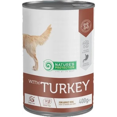 AKVATERA Nature's Protection DOG Adult with Turkey Sensitive Digestion - консерва с пуйка за израснали кучета с чувствителна храносмилателна система, 400 гр