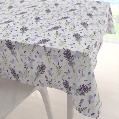 Biante Dekoračný štvorcový obrus PML-085 Vetvičky levandúľ na bielom 90x90 cm