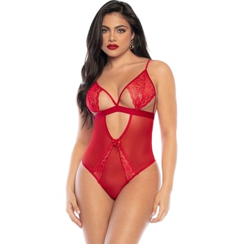 Mapalé - Lacy Bodysuit With Garter Belt Red