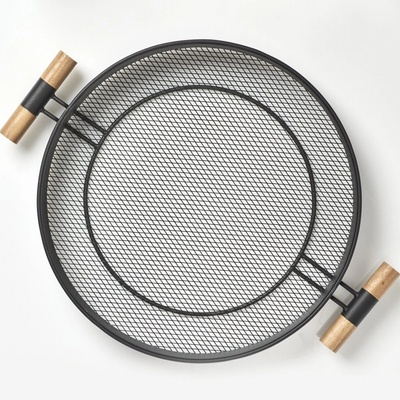Zeller Kovový podnos s rukojetí síťová struktura 48cm
