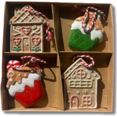 Home Accents Vianočná guľa zdobená, Tvarované vianočné gule, Súprava perníkov 7 cm 4 ks