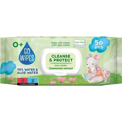 GoWipes Dětské vlhčené ubrousky s Aloe vodou a heřmánkem 50 ks