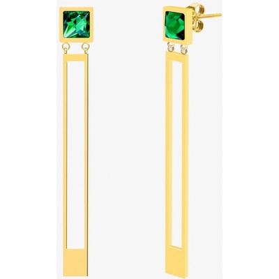 Preciosa náušnice z chirurgické oceli Straight s českým křišťálem Preciosa emerald 7393Y66