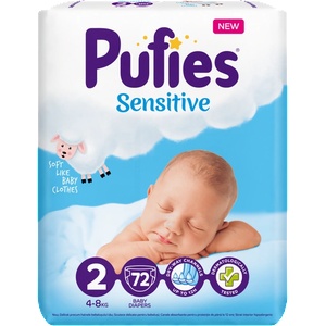 pufies Sensitive Бебешки пелени №2 Mini, 4-8 кг, 210 бр (PUFIES-PS2240)