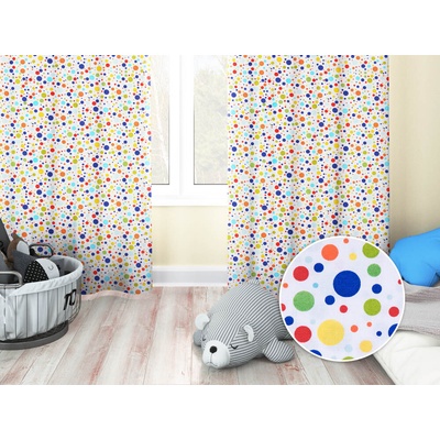 Biante Detský bavlnený záves Sandra SA-006 Farebné bodky na bielom 140x140 cm