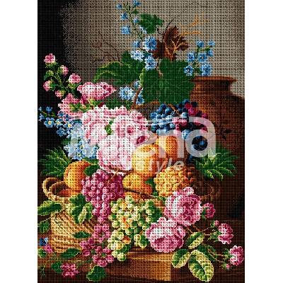 Milena Style Натюрморт с праскови - гоблен със схема конци dmc 1: 1