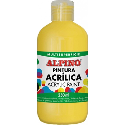 Alpino Fľaša akrylové farby do školy 250ml. žltá