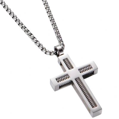 HARAHU Колие TW-34105 Cross - Сребристо KP34105
