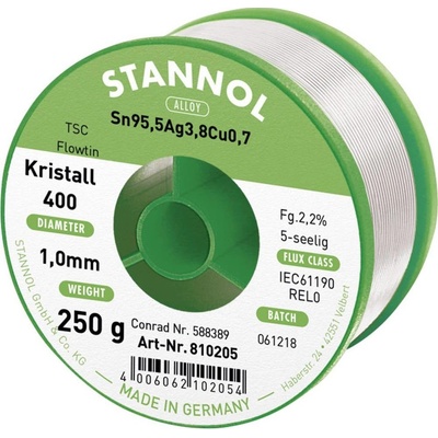 Stannol Ecology TS bezolovnatý pájecí cín cívka Sn95,5Ag3,8Cu0,7 REL0 250 g 1 mm