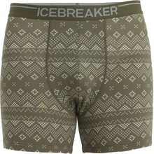 Icebreaker Mens Merino 150 Anatomica Boxers First Snow, Loden/Snow/Aop