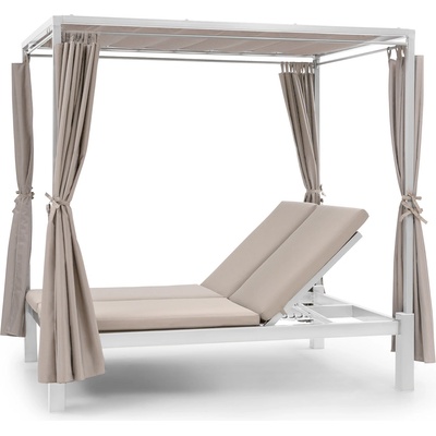 Blumfeldt Eremitage Double Sunbed, шезлонг, за 2 лица, стоманена рамка, сенник, завеси, сив цвят (GDW20-Eremitage D3) (GDW20-Eremitage D3)