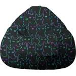 Pufrelax Пуф круша 520л. , Nirvana Gigant - Cute Cat, Водоустойчив, Перящ се калъф, Пълнеж от Полистиролни перли, принт (PUF-G-NGG-TEXP-CUT)