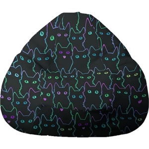 Pufrelax Пуф круша 520л. , Nirvana Gigant - Cute Cat, Водоустойчив, Перящ се калъф, Пълнеж от Полистиролни перли, принт (PUF-G-NGG-TEXP-CUT)