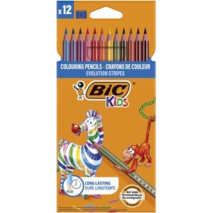 BIC Комплект цветни моливи, BIC KIDS "Evolution Stripes", 12 различни цвята (9505222)