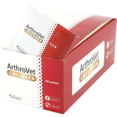 Vet Expert ArthroVet Collagen - хранителна добавка за лечение на дисфункция на ставните хрущяли и ставите при кучета и котки, Артровет Колаген 60 сашета