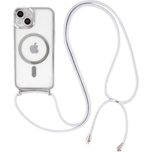 SES MagSafe silikonový se šňůrkou pro Apple iPhone 13 stříbrný 17180