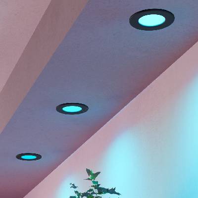 901425-Комплект 3xLED RGBW St. ko. pod. sv. FUEVA-Z LED/2, 8W/230V 8, 8cm IP44 черен (EG901425)