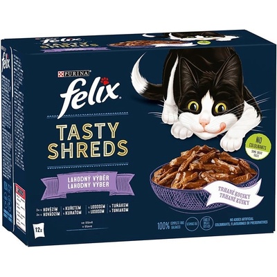 FELIX Tasty Shreds lahodný výber s rybou v šťave 12 x 80 g