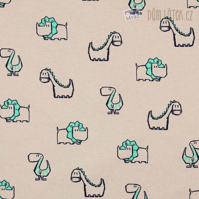 Bavlnený flanel s dinosaurami
