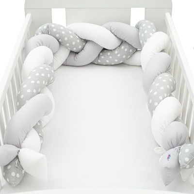 New Baby Ochranný mantinel vrkoč Bodka sivo biely