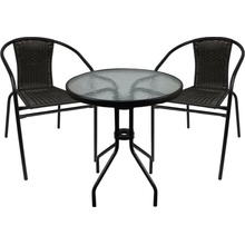 Crossheim C25001 Zahradní balkónový set 2+1 Miami Rattan PE černý