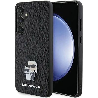 KARL LAGERFELD Кейс Karl Lagerfeld KLHCS24SPSAKCMPK за Samsung Galaxy S24 S921, твърд, черен / черен, Saffiano Karl & Choupette Metal Pin (KF001941-0)