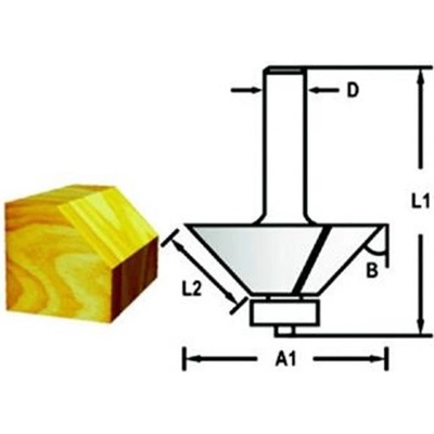 Makita D-48670 - Fréza do dřeva fazetová/hranová s ložiskem stopka 8 mm,30,2x12,7x55 mm