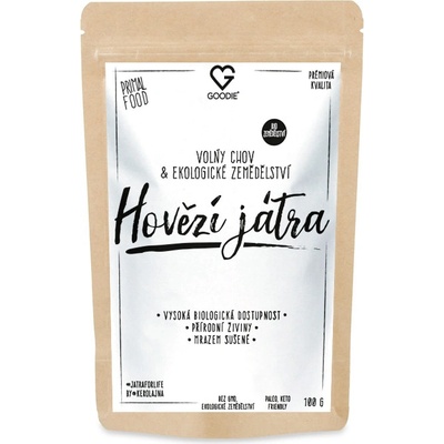 Goodie Hovězí játra mrazem sušená volný chov organické BIO zemědělství 100 g