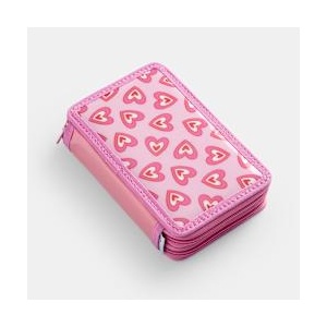 Goomby Двоен пълен несесер Pink Retro Hearts