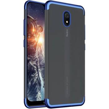 Xiaomi Силиконов прозрачен кейс New Electro за Xiaomi Redmi 8A, Синя гланцирана рамка, Прозрачен (6128)