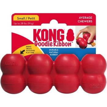 KONG Goodie Ribbon Large - Забавна гумена кучешка играчка за дъвчене с място са поставяне на лакомства