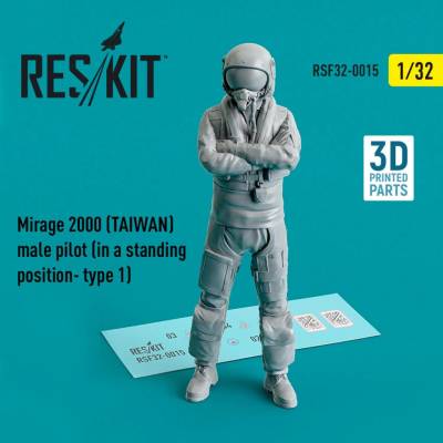 Mirage Reskit 2000 TAIWAN male pilot in a standing position type 1 3D Printed 1:32