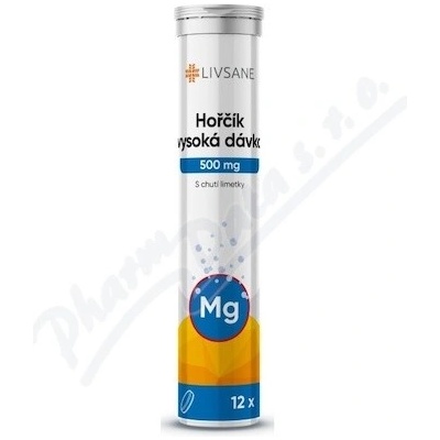 Livsane Hořčík vysoká dávka 500 mg 12 šumivé tablety