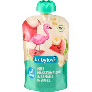 babylove Био плодово пюре с ябълка, банан и диня, 1+г, 100 g (1500487)