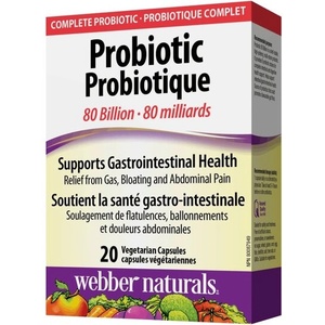 Webber Naturals Probiotic 80 billion / Пробиотик, 80 млрд. активни пробиотици, 20 капсули Webber Naturals (3194 WN)