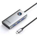 ORICO Докинг станция Orico PW11-6P25R-GY-BP, от USB-C към 1x USB-C(PD), 3x USB-A, 1x HDMI, 1x RJ45, сива (PW11-6P25R-GY-BP)