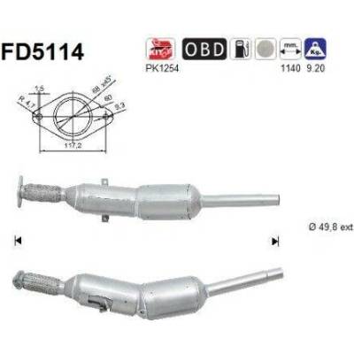 Filtr sazových částic, výfukový systém AS FD5114