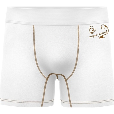 Suspect Animal dětské funkční trenýrky KEEP CALM bílá Bamboo Ultra hnědá