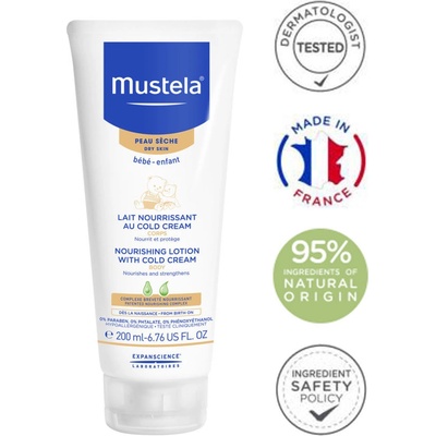 Mustela Bébé Nourishing Lotion With Cold Cream vyživující mléko pro suchou pokožku miminek 200 ml