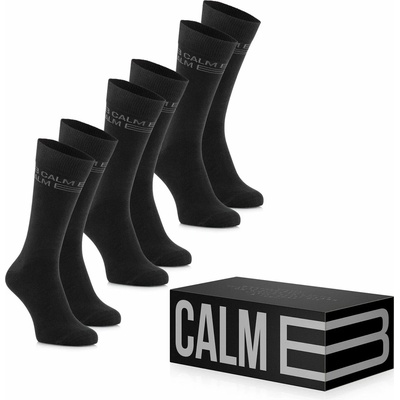 Calm B DLHÉ ponožky 3-PACK ČIERNE